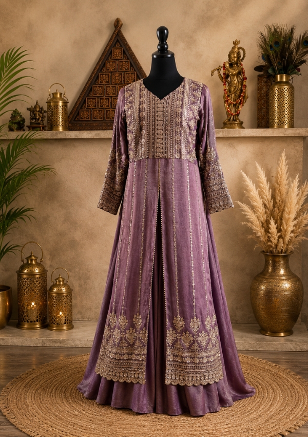 Mauve Jacket Skirt Set